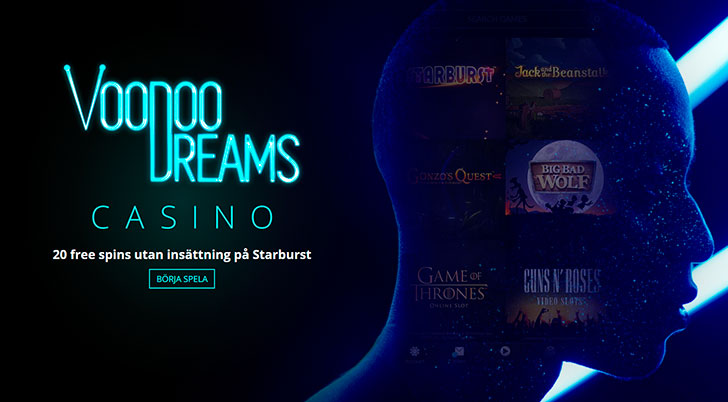 VoodooDreams casino bonuskod gratis free spins vid registrering