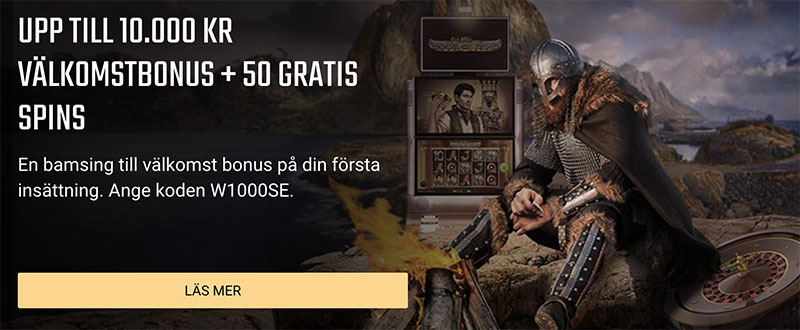 Viks casino bonuskod VIP erbjudande - få 100 % upp till 10 000 kr + 50 free spins med casino koden W1000SE!