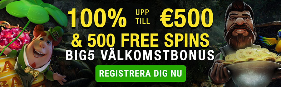Big5 Casino bonuskod - hämta 100% och 500 free spins utan ange en kod