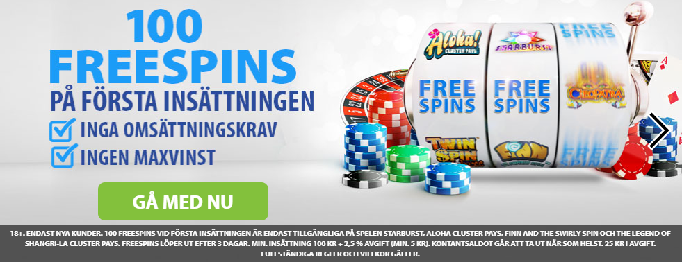 bgo 100 free spins på första insättning